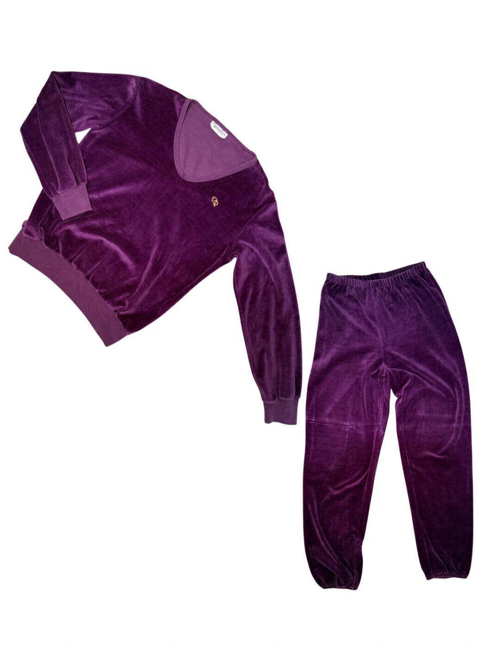 1980s Oscar de la Renta Vintage Velour Tracksuit Purple